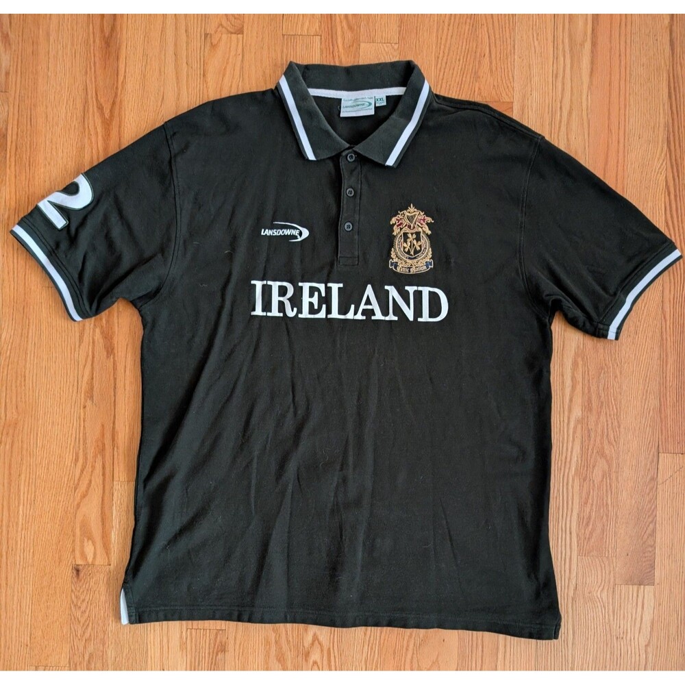 Lansdowne Shirt Adult Men 2XL Green Rugby Polo Ireland Collared Spellout Jersey